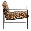 608336 Sillón de diseño vintage metal negro y estampado animal print leopardo