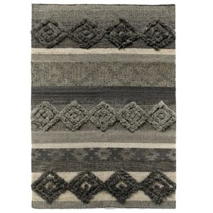 Alfombra de diseño étnico formas geométricas técnica kilim lana algodón viscosa natural