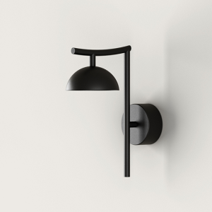 Aplique lámpara de pared diseño moderno acero negro mate pantalla semiesférica (1)