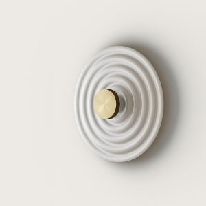 Aplique lámpara de pared diseño moderno círculo blanco ondas y círculo dorado (1)