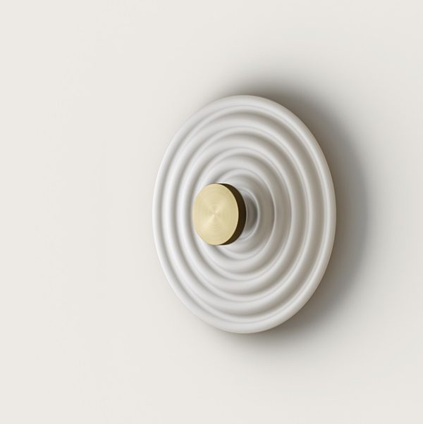 Aplique lámpara de pared diseño moderno círculo blanco ondas y círculo dorado (1)
