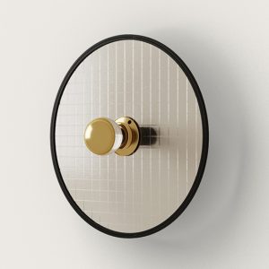 Aplique lámpara de pared diseño vintage disco contorno acero negro y cristal texturizado (1)