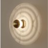 Aplique lámpara de pared diseño vintage disco de alabastro con acero oro brillo (2)
