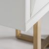 Armario diseño art decó cristal blanco efecto geométrico patas altas acero dorado5
