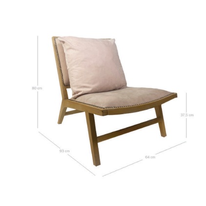 Butaca diseño clásico NOA madera de roble y terciopelo rosa palo con tachuelas