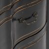 Cómoda 3 cajones diseño vintage madera negro con desgastes formas onduladas frente (4)