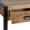 Consola de diseño rústico industrial madera de mango y hierro color negro 2 cajones balda inferior7