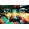 Cuadro diseño étnico retrato mujer tonos multicolor con marco2