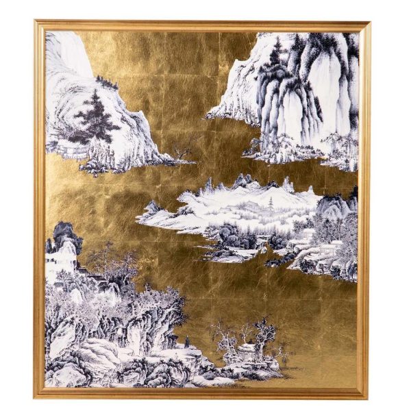 Cuadro inspiración oriental tonos multicolor con marco poliestireno dorado efecto envejecido