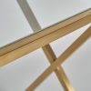 Escritorio de diseño art decó acero dorado acabado mate y cristal6