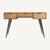 Escritorio diseño moderno industrial madera de mango acabado natural y hierro color negro