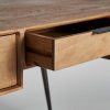 Escritorio diseño moderno industrial madera de mango acabado natural y hierro color negro6