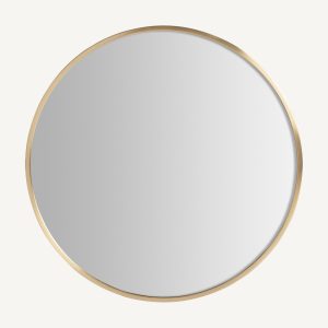 Espejo decorativo redondo diseño Art Decó acero dorado