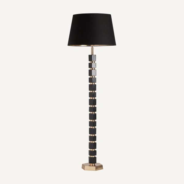 Lámpara de pie de diseño art decó latón dorado y negro