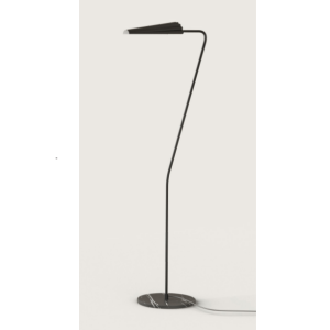 Lámpara de pie diseño moderno mármol y acero negro mate tulipa ondulada