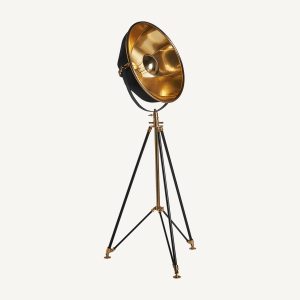 Lámpara de pie elevable de diseño art decó hierro color oro y negro