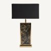 Lámpara de sobremesa diseño clásico art decó laton color dorado y pantalla rectangular color negro
