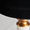 Lámpara de sobremesa diseño clásico art decó mármol blanco aluminio dorado y pantalla cónica color negro2