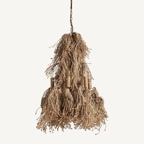 Lámpara de techo chandelier diseño contemporáneo étnico yute acabado natural