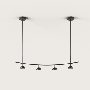 Lámpara de techo diseño moderno acero negro mate 4 pantallas semiesféricas (1)