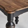 Mesa auxiliar cuadrada de diseño provenzal vintage madera de olmo acabados natural y negro3