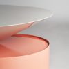 Mesa auxiliar de diseño art decó geométrico hierro color blanco y rosa4