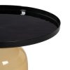 Mesa auxiliar diseño vintage fabricación artesanal vidrio soplado color ámbar y metal negro