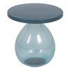 Mesa auxiliar diseño vintage fabricación artesanal vidrio soplado y metal color azul
