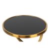Mesa auxiliar diseño art decó redonda acero dorado y cristal negro3