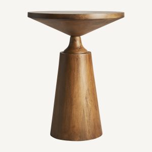 Mesa auxiliar redonda de diseño moderno madera de pino acabado natural