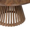 Mesa centro redonda diseño rústico vintage madera oscuro pata listones (2)