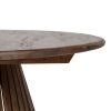 Mesa centro redonda diseño rústico vintage madera oscuro pata listones (4)