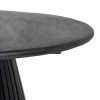 Mesa comedor redonda diseño vintage madera negro pata central listones (4)