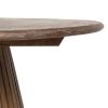 Mesa comedor redonda diseño vintage madera oscuro pata central listones (2)