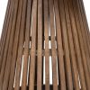 Mesa comedor redonda diseño vintage madera oscuro pata central listones (3)