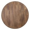 Mesa comedor redonda diseño vintage madera oscuro pata central listones (5)