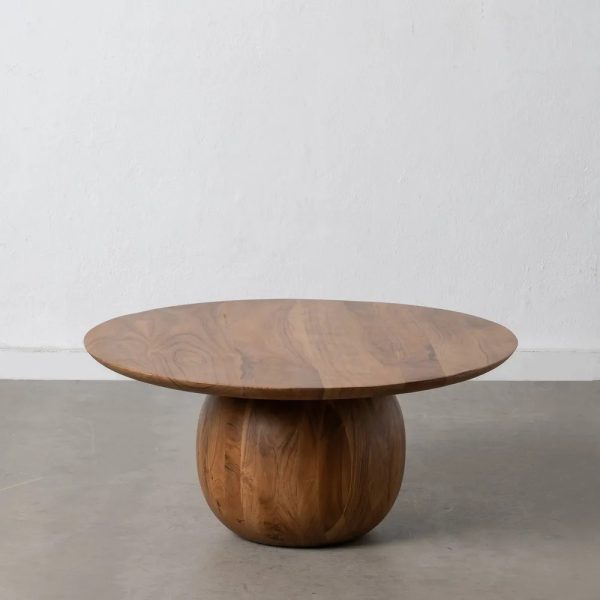 Mesa de centro redonda de diseño vintage madera de acacia acabado natural