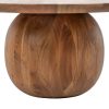 Mesa de centro redonda de diseño vintage madera de acacia acabado natural3