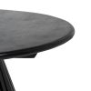 Mesa de centro redonda diseño vintage madera negro pata listones (4)