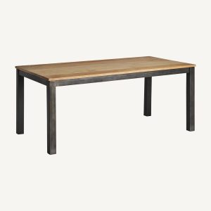 Mesa de comedor de diseño industrial madera de mango natural y hierro color negro2