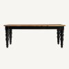 Mesa de comedor rectangular diseño rústico provenzal madera de olmo acabado natural y negro con desgastes