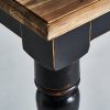 Mesa de comedor rectangular diseño rústico provenzal madera de olmo acabado natural y negro con desgastes4