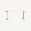 Mesa de comedor rectangular diseño rústico provenzal madera de olmo reciclado acabado natural y blanco con desgastes