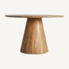 Mesa de comedor redonda de diseño contemporáneo rústico madera de mango acabado natural