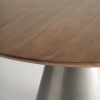 Mesa de comedor redonda de diseño rústico art decó madera natural y hierro color plata3