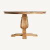Mesa de comedor redonda de diseño rústico colonial madera de mango acabado natural