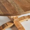 Mesa de comedor redonda de diseño rústico colonial madera de mango acabado natural4