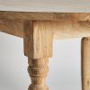 Mesa de comedor redonda de diseño rústico colonial madera de mango natural y blanco4