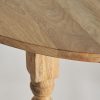 Mesa de comedor redonda de diseño rústico colonial madera de mango natural y blanco5