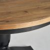 Mesa de comedor redonda de diseño rustico provenzal madera de olmo acbado natural y negro4